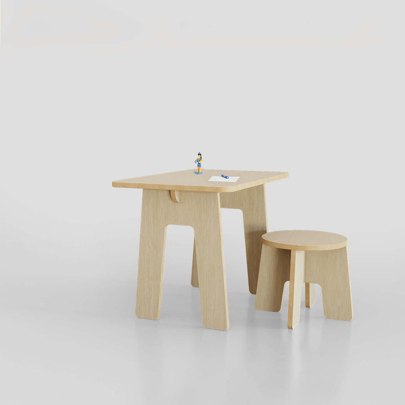 Kids table and chairs set made from eco-friendly materials, perfect for arts, crafts, and homework activities.