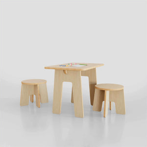 DIY kids table and chairs set for arts, crafts, and homework in eco-friendly materials.