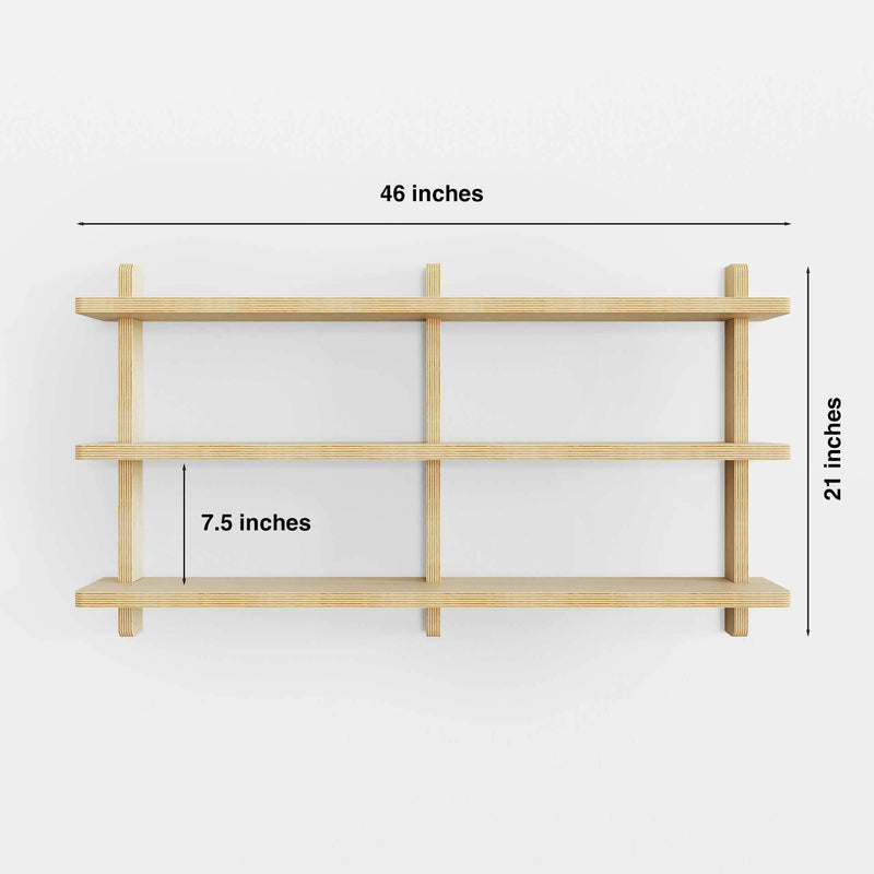 Versatile unfinished wall shelves in natural wood, available in various lengths for customizable home décor.