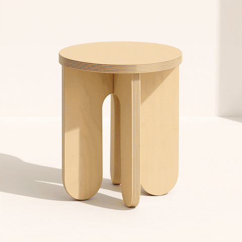 Unfinished side table with minimalist design, ideal for customization and versatile use as a table or plant stand.