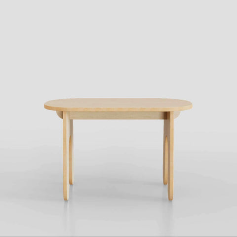 Modern bench in minimalist design, available in oval shape, perfect for entryways and extra seating.