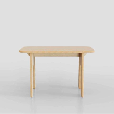 Modern bench with a sleek, minimalist design, featuring a rectangular shape and light wood finish, ideal for contemporary spaces.