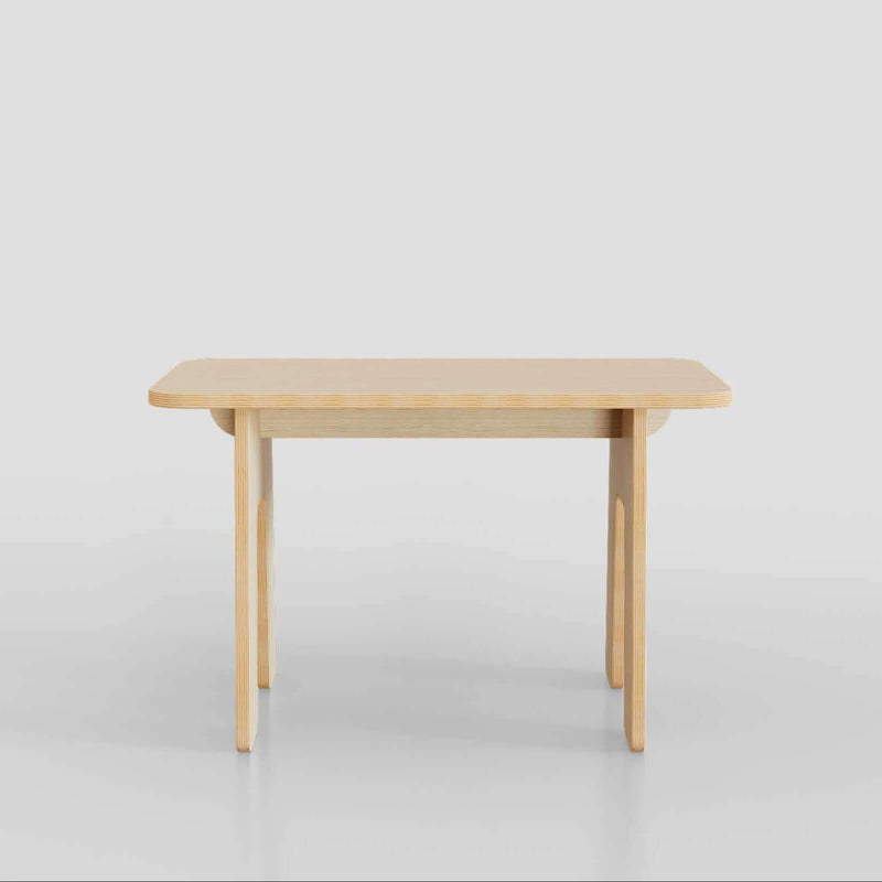 Modern bench with a sleek, minimalist design, featuring a rectangular shape and light wood finish, ideal for contemporary spaces.