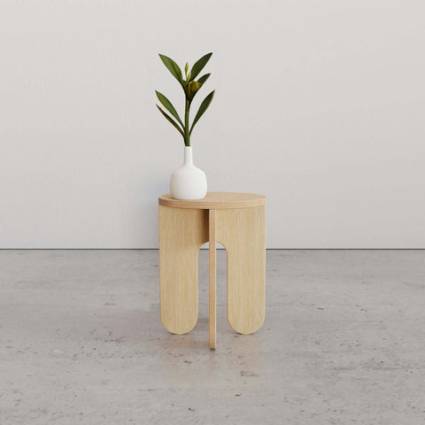 small round side table with plant