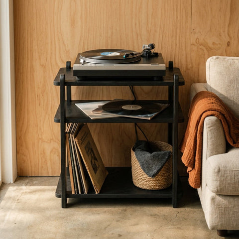 Small turntable stand — UNFNSHED nightstand with vinyl record player