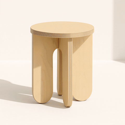 Unfinished side table with minimalist design, ideal for customization and versatile use as a table or plant stand.
