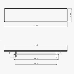 Unfnshed Monitor Stand ergonomic design with dimensions for optimal workspace organization and improved posture.