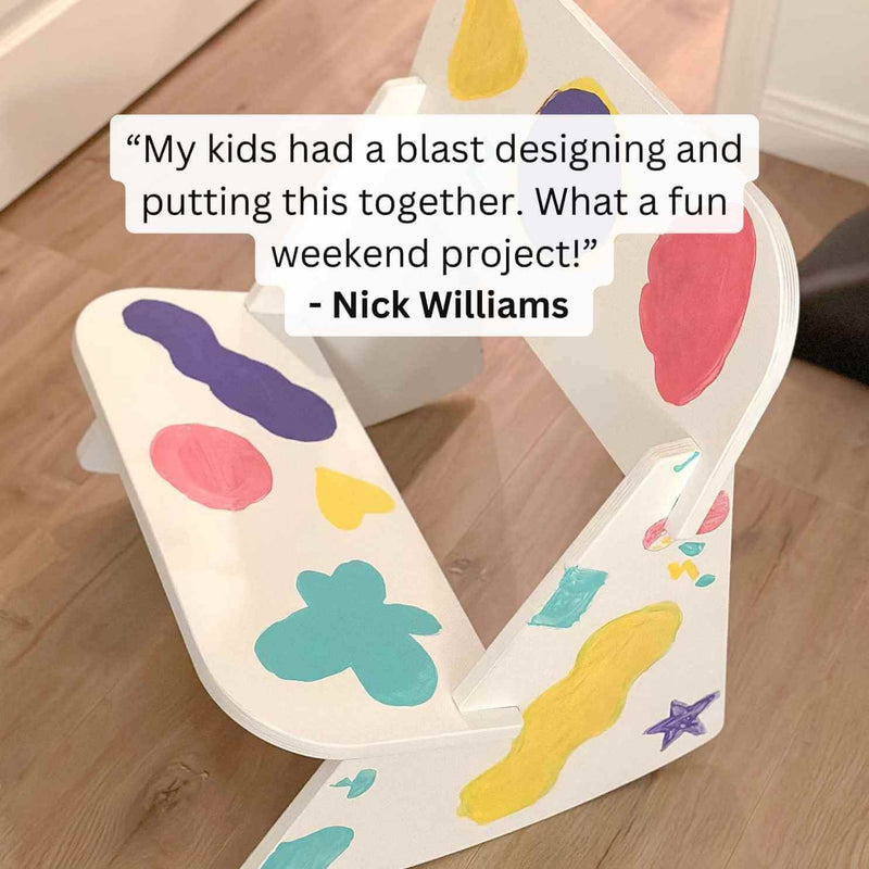 Colorful kids rocking chair with fun designs, perfect for playtime and creativity.