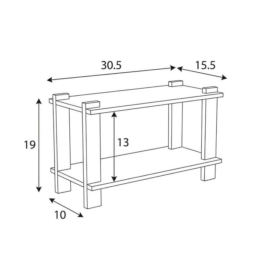 Drawing of a Modular Shelf with dimensions labeled: 30.5" width, 15.5" depth, 19" height.