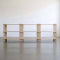 Three three-shelf Modular Shelf units joined side by side