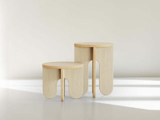 Stylish Mini Side Tables in light wood finish, perfect for decor or as plant stands, offering a modern touch to any room.