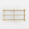 Versatile unfinished wall shelves for DIY customization in a minimalist style with tool-free assembly.